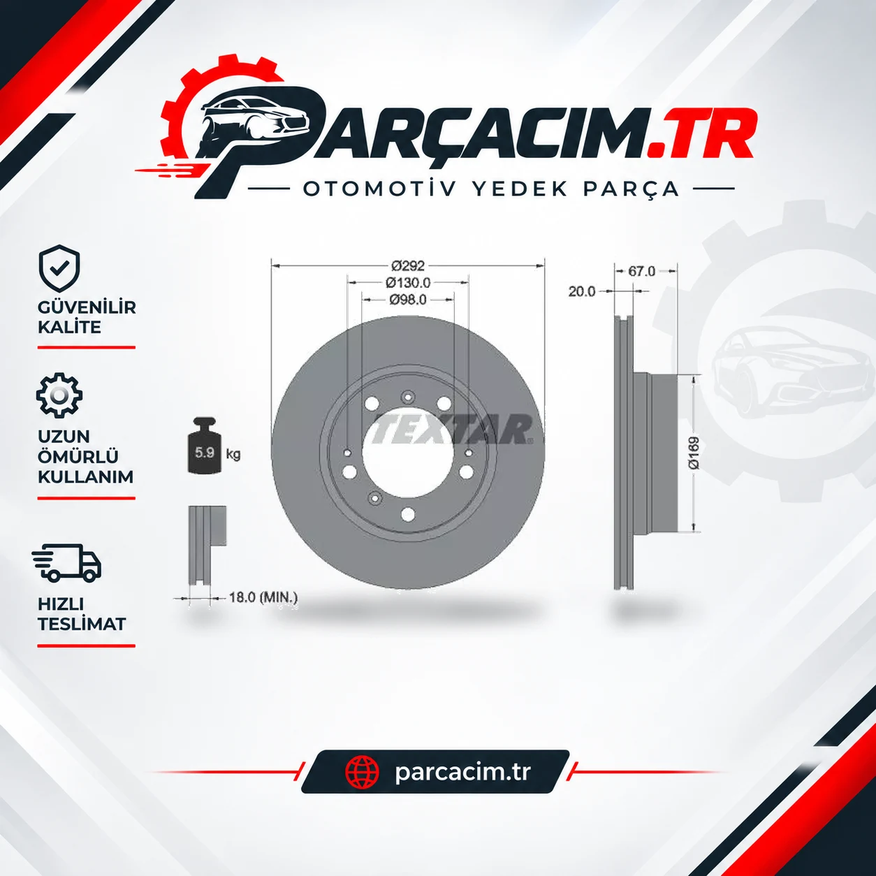 TEXTAR Fren Diski Arka Havalı Adet 92088907