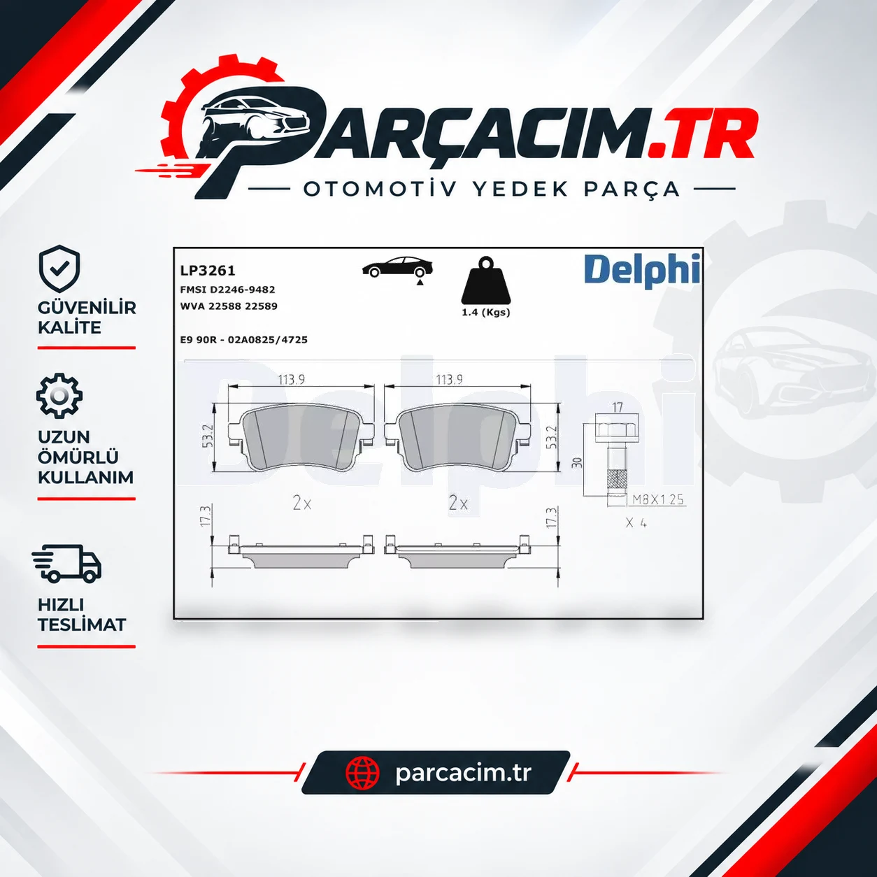 DELPHI Arka Fren Balatası Takım LP3261