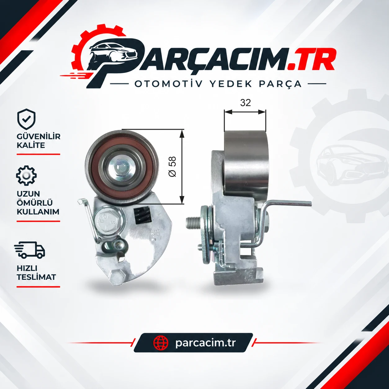 GATES Alternatör V Kayış Gergi Rulmanı Kütüklü T43133