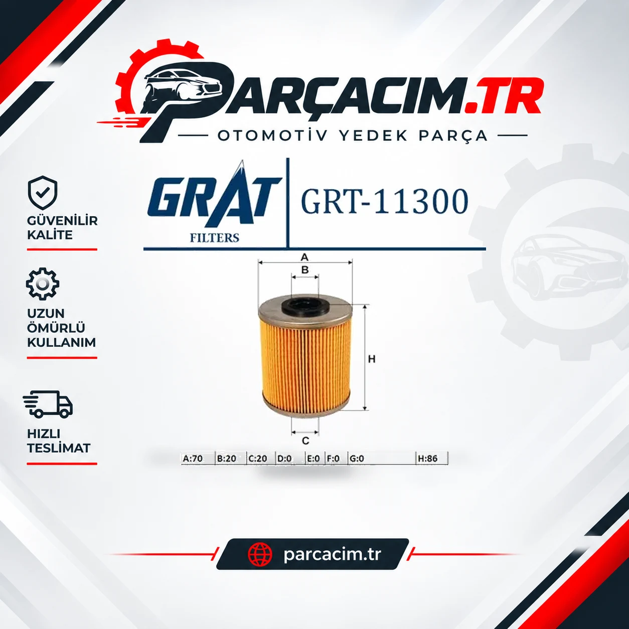 GRAT Mazot Filtre Kısa 87Mm