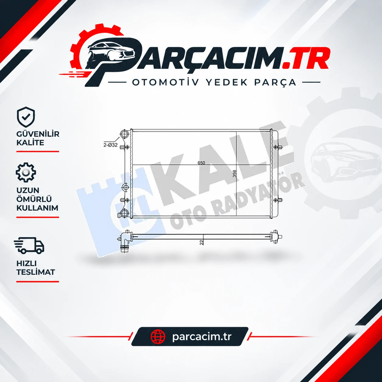 KALE Motor Su Radyatörü 650X414 366400
