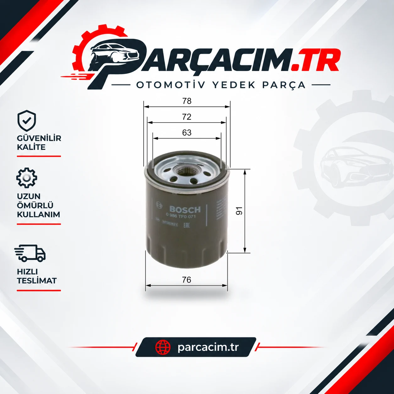 BOSCH Yağ Filtresi 0986TF0071-F026407078